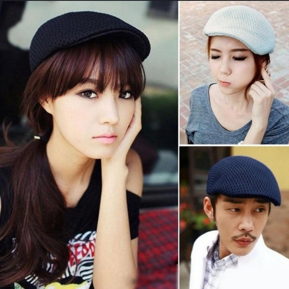 UNISEX flat mesh beret CAP golf cabbie HAT newsboy - Picture 2 of 8